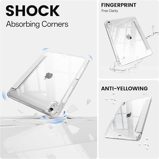Clear Case for iPad mini 7 A17 Pro 8.3 Inch, iPad mini 7th/6th Generation Case (2024/2021),Slim Shockproof Transparent Back,Y-Shaped Mutil Angles Folding,Supports Pencil Pro&USB-C (Grey)