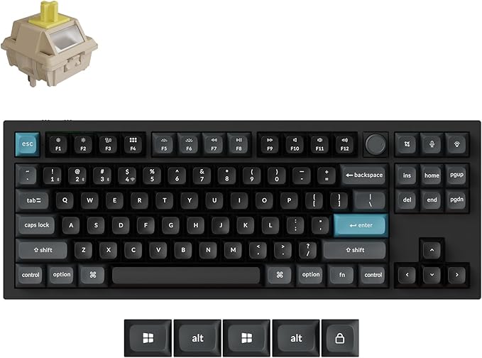 Keychron Q3 Ultra Wireless Mechanical Keyboard 8KHz Polling Rate, TKL 2.4G/Bluetooth 5.3/Wired Up to 660 Hours Long Battery Life, Hot-Swappable Aluminum RGB Gaming ZMK for Mac/Windows/Linux-Black