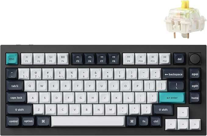 Keychron Q1 Max RGB QMK/VIA Custom Mechanical Keyboard, Hot-Swappable Full Metal Programmable Knob with Gateron Jupiter Banana Switch, 2.4 GHz/Bluetooth/Wired Gaming Keyboard for Mac Windows Linux