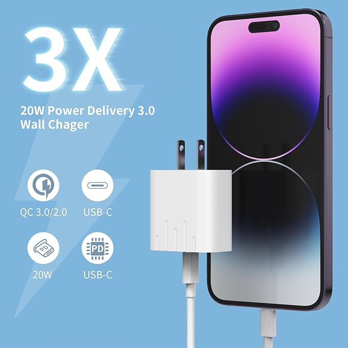 8Pack USB C Charger Block, iGENJUN 20W for Phone Fast Charger Wall Charger with PD 3.0, Compact Type C Power Adapter for Phone 17/16/15/14, Galaxy, Pixel, AirPods Pro (Arctic White)