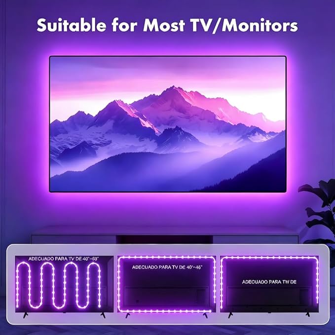 LED Lights for TV, RGB TV Backlight Behind, 16.4ft LED Lights for 45-75 Inch TVs, Music Sync Bluetooth APP & Remote Control,USB Powered Strip Lights for Bedroom, Xmas, Home Décor
