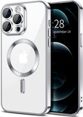 Hython Magnetic Clear for iPhone 12 Pro Case with Camera Lens Protector [Compatible with MagSafe] Luxury Plating Edge Slim Soft TPU Cover Protective Phone Case for iPhone 12 Pro 6.1", Silver