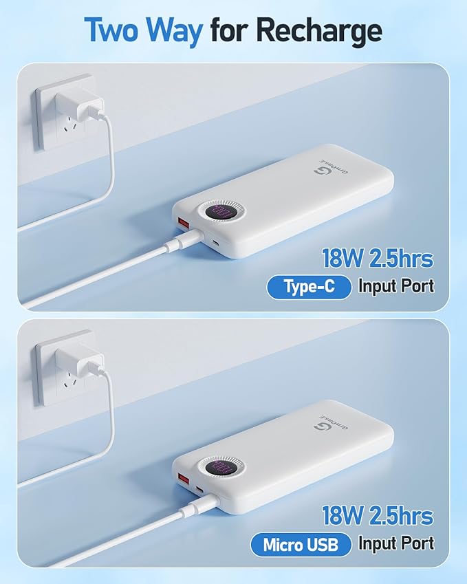 Portable Charger with Built in Cables，10000mAh 22.5W Max High-Speed Charging Power Bank with 4 Outputs 2 Inputs,External Travel Battery Pack for iPhones Android,iPad (Pearl White)
