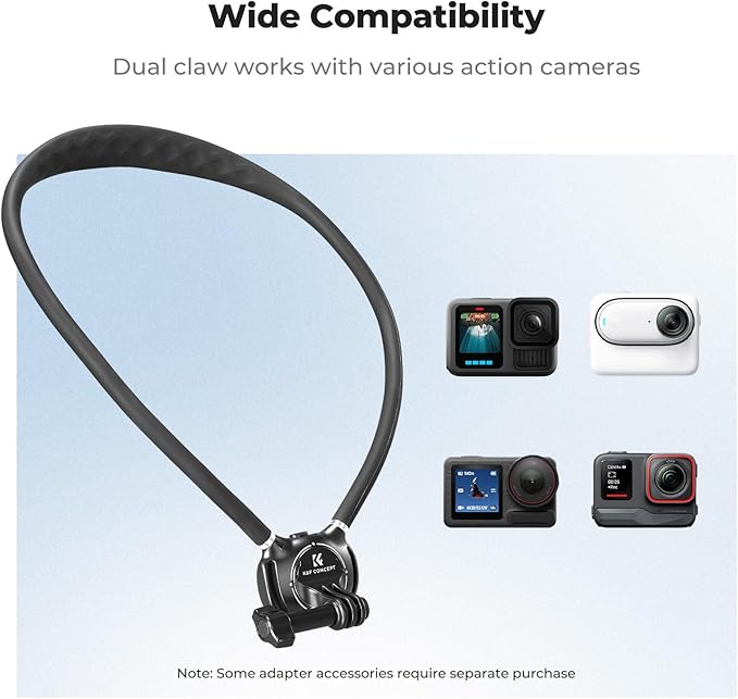 K&F Concept Neck Mount with Air Cushion, Camera POV Mount for Hands-Free POV Vlogging for GoPro Hero 13/12/11/10/9/8/7/6/5/4/MAX, Insta 360 Ace Pro 2, DJI Osmo 360 Nano Action 3/4/5 Pro, AKASO