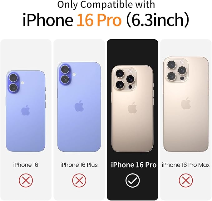 Anti-Yellowing Strong Magnetic for iPhone 16 Pro Case [Compatible with MagSafe] [12FT Military Grade Drop] Shockproof Protective Slim Thin iPhone 16 Pro Cover 6.3 Inch, Clear