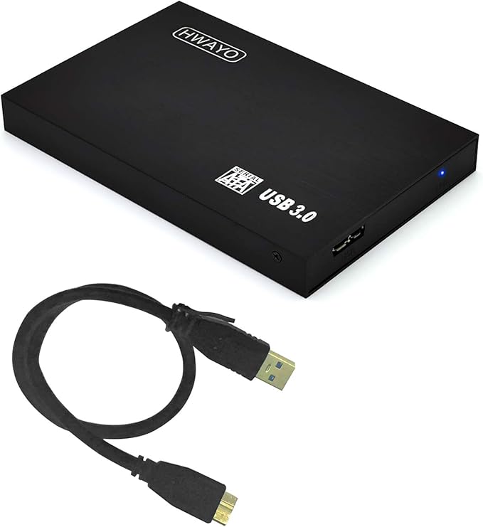 HWAYO 2.5'' 1TB Ultra Slim Portable External Hard Drive USB3.0 HDD Storage for PC/Desktop/Laptop/MacBook/Chromebook/Xbox One (Black)