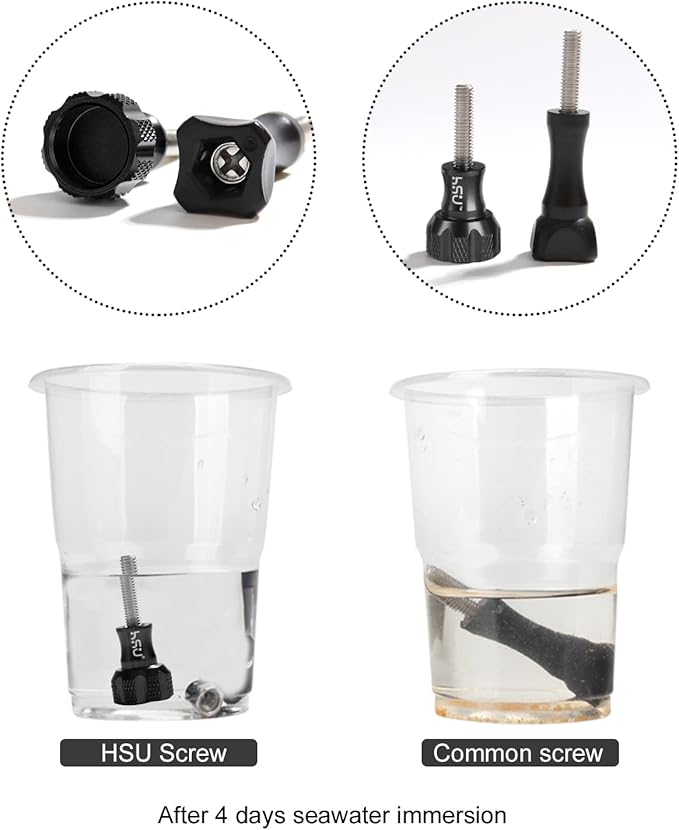 HSU Aluminum Thumbscrew Set + Wrench for Gopro Hero 13, 12, 11, 10, 9, 8, 7, 6, 5, 4, 3, AKASO Campark and Other Action Cameras (Black,3Pcs)