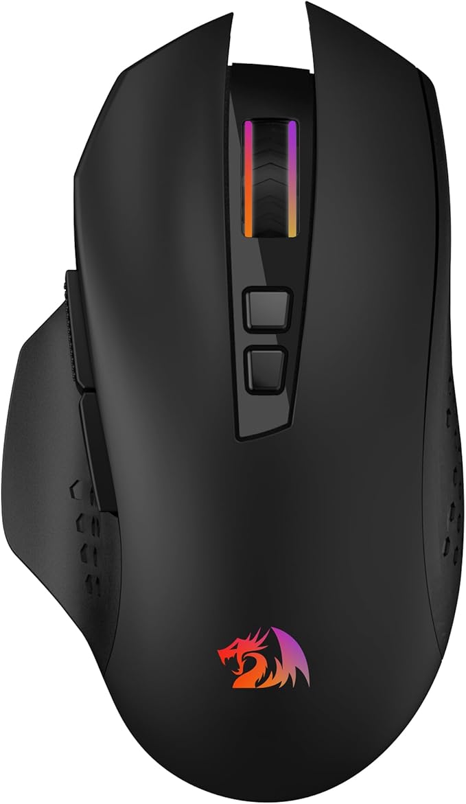 Redragon M656 MAX 3-Mode Wireless Gaming Mouse, 10000 DPI Rechargeable Gaming Mice w/ 5 DPI Levels, 7 Macro Buttons, RGB Backlight & Pro Software Supported, for PC/Mac/Laptop