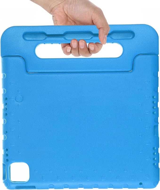 Kids Case for iPad Pro 11 inch M5/M4 (2025/2024) with Pencil Holder/Convertible Handle Stand Shockproof Slim Lightweight Cute Soft EVA Heavy Duty Rugged Kickstand Cover for Children, Blue