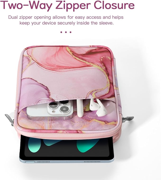 Dadanism 8-9 Inch Tablet Sleeve Bag Carrying Case for iPad mini 7th/6th 8.3", iPad mini 7.9", Galaxy Tab A7 Lite/A9 8.7", ‎Remarkable Paper Pro Move 7.3" 2025, Tab M8 8", Tab M9 9", Cloudy Pink