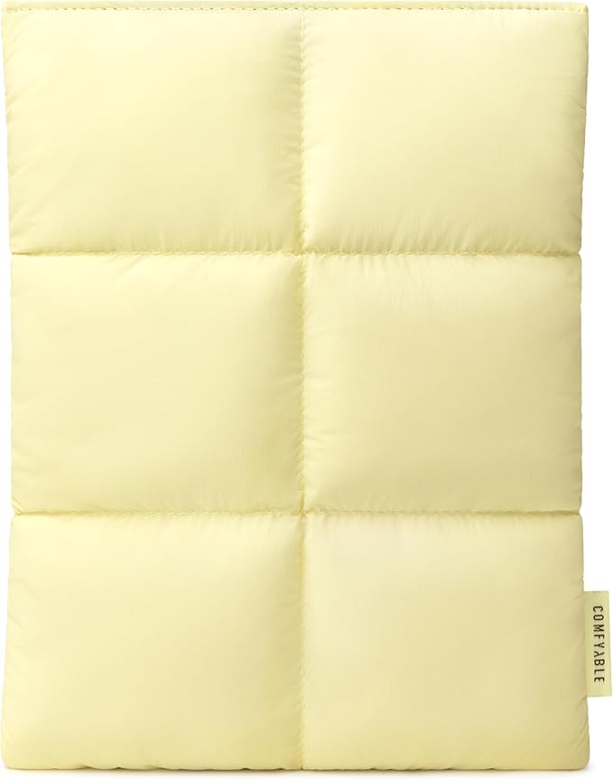 Comfyable Puffy Tablet Sleeve 7-8 Inch Compatible for iPad mini 7 2024 A17 Pro, Mini 6 2021 A15, Quilted Puffer Tablet Carrying Case for Women Men, Butter Yellow