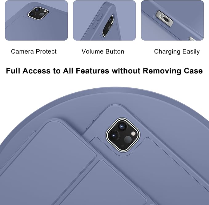 ZryXal iPad Pro 11 Inch Case (M5) 2025/ (M4) 2024 (Model: A2836/A2837/A3006), Trifold Stand Smart Cover with Pencil Holder and Soft TPU Back, Auto Wake/Sleep (Lavender)