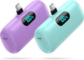 [2-Pack] Mini Portable Charger 5000mAh Power Bank,3A PD USB C Cell Phone Portable Power, LCD Display Battery Pack Compatible with iPhone 17/17 Air/16/16 pro/15/15 pro Max/Android/Samsung/Moto/LG etc
