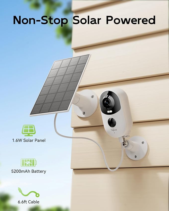 3K 4MP Security Cameras Outdoor Wireless, Solar Powered Cameras for Home Security, No Subscription, Smart Detection, Color Night Vision, 2-Way Talk, 2.4/5GHz WiFi, 32GB Local Storage
