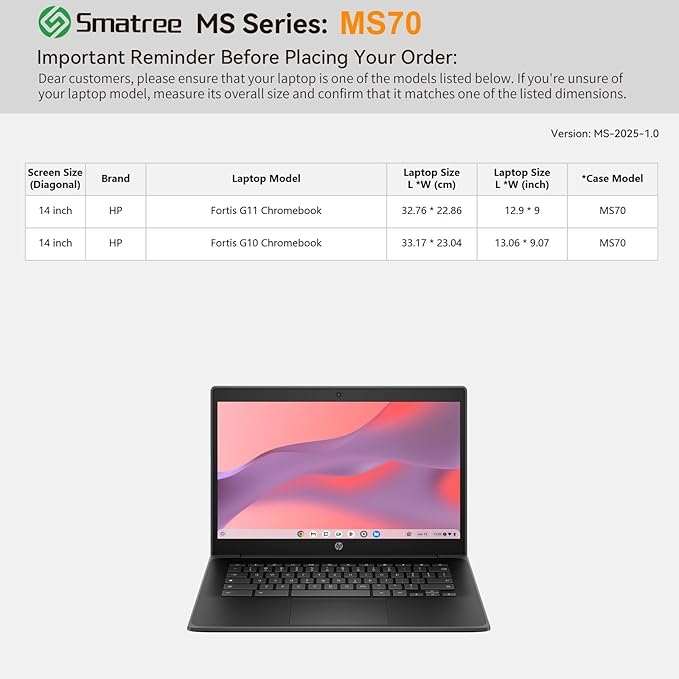 Smatree MS70 Hard EVA Protective Sleeve with Stand Compatible for 14 inch HP Fortis G11 Chromebook, 14 inch HP Fortis G10 Chromebook Laptop, Waterproof and Anti-Shock Bag
