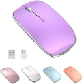 Halpilt Wireless Mouse Chargeable Portable Silent USB and Type-C Dual Mode Wireless Mouse 3 Adjustable DPI for Laptop, Mac, Android, PC (Q23S Black) (Purple)