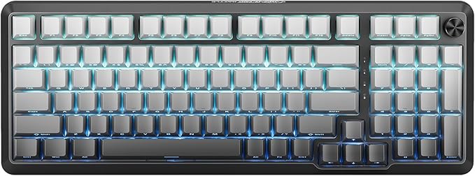 Redragon Wireless Mechanical Keyboard with Knob,Gasket Structure,Tri-Mode BT5.0/USB-C/2.4GHz Hot Swappable Keyboard,Creamy Sound,RGB Backlit PBT Keycaps Computer Gaming Keyboards,K688SP