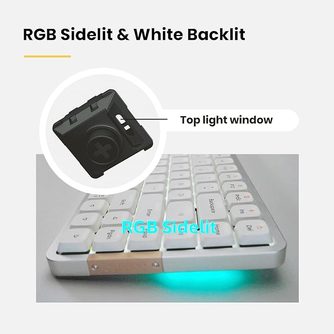 LOFREE Flow Low Profile Mechanical Keyboard, 100 Keys Rechargeable Wireless Keyboards with Bluetooth and Wired Connection for Windows, Mac OS/White Ghost Linear Switches