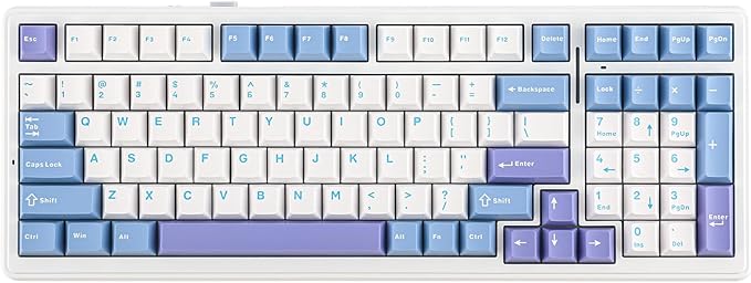 EPOMAKER x Aula F99 Wireless Mechanical Keyboard, Hot Swappable Gasket Custom Gaming Keyboard with Five-Layer Padding, BT/2.4GHz/USB-C, 8000mAh Battery (White Light Blue, Nimbus V3 Switch)