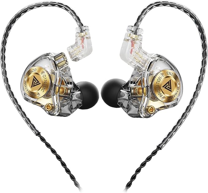 Piluyaa Wired Gaming Headphones IEM Earphones with 1DD，QKZ ENZO in Ear Monitor, HiFi Detachable Cable Earbuds, Bass Sound with New 11mm Dynamic Driver for Video Music Gaming (Grey)