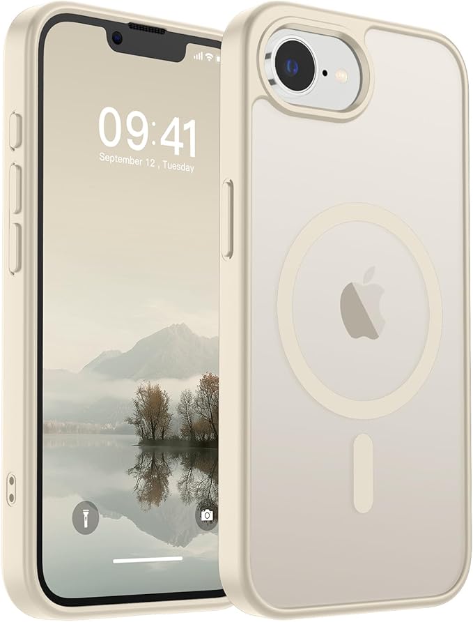 SUPFINE Magnetic for iPhone 17e Case/iPhone 16e Case (Compatible with MagSafe)(Military Grade Drop Protection) Slim Translucent Matte Shockproof with Anti-Fingerprint Phone Case,Antique White