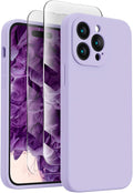 FireNova Designed for iPhone 14 Pro Max Case, Silicone Upgraded [Camera Protection] Case with [2 Screen Protectors], Soft Anti-Scratch Microfiber Lining Inside, 6.7 inch, Clove Purple