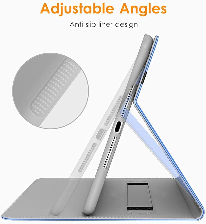 DTTO for iPad 9.7 Inch 5th/6th Generation 2018/2017 Case with Apple Pencil Holder, Premium Leather Folio Stand Cover Case for Apple iPad 9.7 inch, Also Fit iPad Pro 9.7/Air 2/Air - Royal Blue