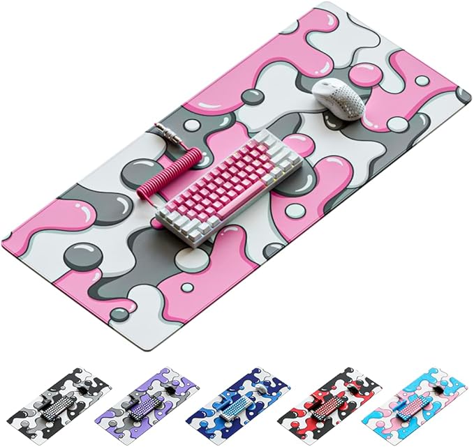 Kraken Gaming Mouse Pad Large Pink XXL Mouse Pad for Gaming - Desk Mat for Keyboard - Thick Artisan Mousepad for Desk (Quartz Drip)