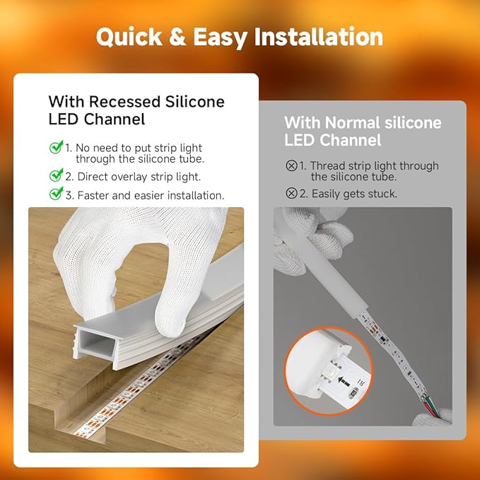 BTF-LIGHTING Silicone LED Channel System 9.8Ft Flexible Milky White Cover DIY Spotless Tube for ≤5mm Width LED Strip,Neon Rope Light Channel Diffuser, for Kitchen Cabinet, Room, Patio(No LED Strip)