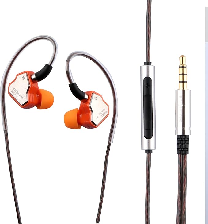 Linsoul 7Hz Salnotes Zero HiFi 10mm Dynamic Driver in-Ear Earphone IEM with Metal Composite Diaphragm Stainless Steel Faceplate Detachable 2Pin OFC Cable (Orange, with Mic, 3.5mm)
