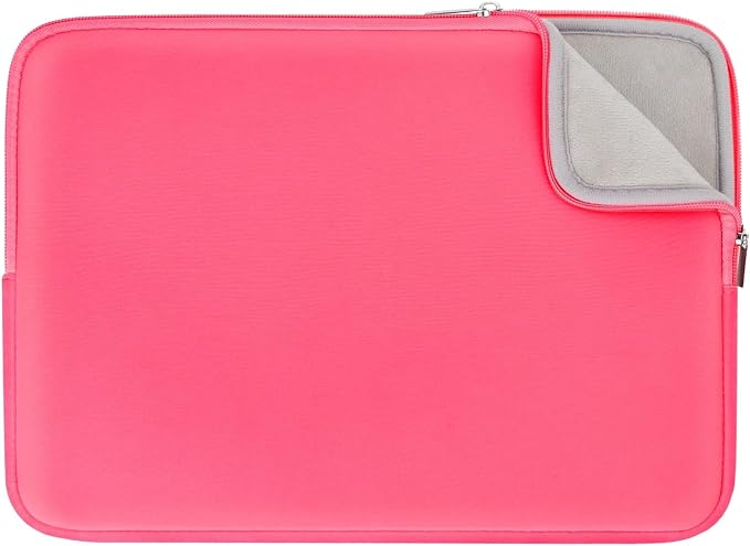 RAINYEAR 15.6 Inch Laptop Sleeve Protective Case Soft Lining Zipper Cover Padded Carrying Bag Compatible with 15.6" Notebook Computer Ultrabook Chromebook (Bright Pink, Upgraded Version)