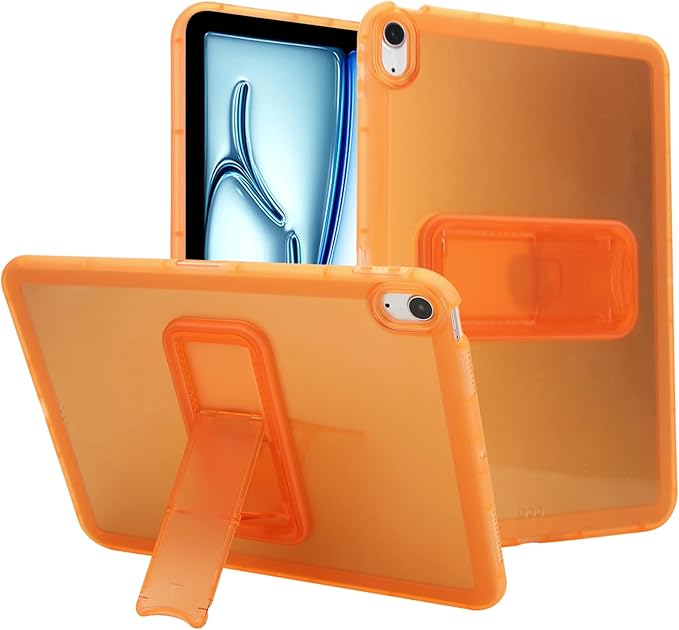 Slim Case for iPad Air 11-inch M4/M3/M2 (2026/2025/2024), Built-in Kickstand Non-Slip Shockproof Rugged Protective for Women Men, Orange
