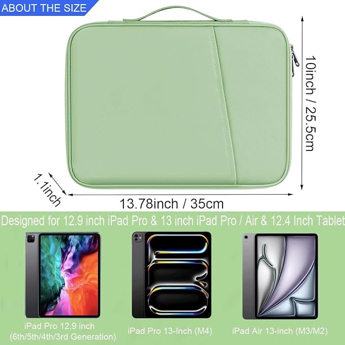 CAAORDKSO 12.9-13 Inch Tablet Sleeve iPad Case for iPad Pro 13-inch (M4) 2024, iPad Air 13-inch (M3/M2) 2025, iPad Pro 12.9-inch (6th/5th/4th/3rd Generation) with Magic Keyboard, Travel Tablet Bag