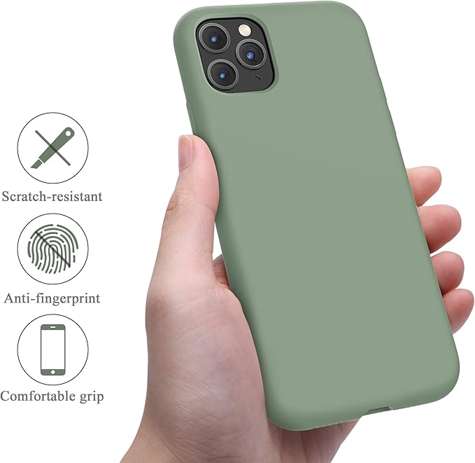 OTOFLY Compatible with iPhone 11 Pro Max Case,Ultra Slim Fit iPhone Case Liquid Silicone Gel Cover with Full Body Protection Anti-Scratch Shockproof Case (Calke Green)