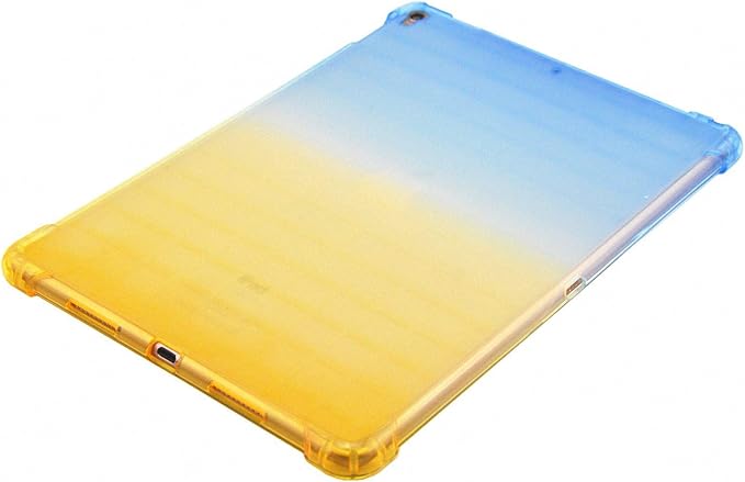 Translucent Frosted TPU Back Case for Apple iPad Air 3 (3rd Gen) 10.5" 2019 and iPad Pro 10.5" (2017) Gradient Color Impact Resistant Corner Protection Shockproof Cover, Blue & Yellow