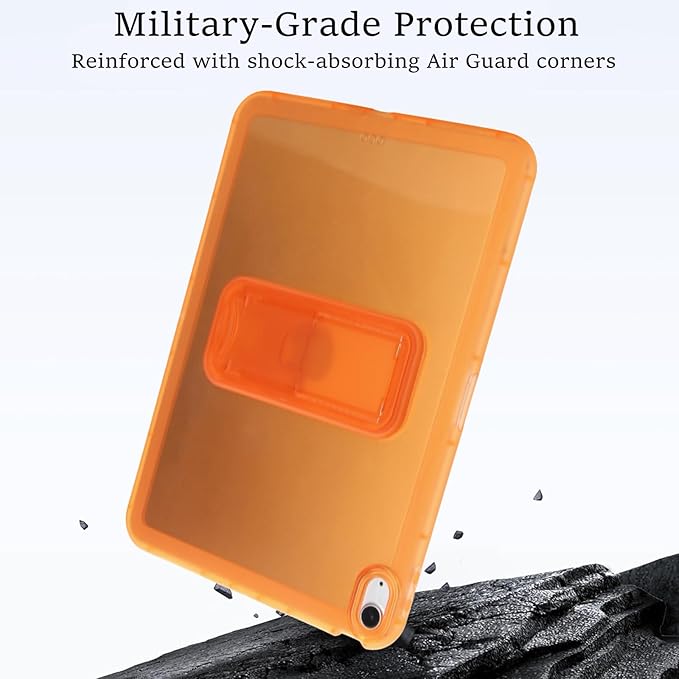 Slim Case for iPad Air 11-inch M4/M3/M2 (2026/2025/2024), Built-in Kickstand Non-Slip Shockproof Rugged Protective for Women Men, Orange