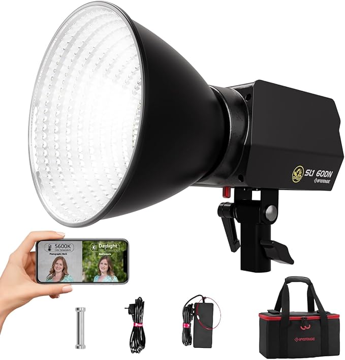 IFOOTAGE 70W LED Video Light,Continous Lighting,SL 60DN 5600k Continuous Output Lighting,Video Lighting for Recording,Studio,App Control,with Carry Bag Without Bowens Mounti Adapater