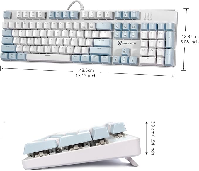 Qisan 104 Mechanical Keyboard for Gaming | Large Size USB White Backlit Gaming Keyboard Wired | US Layout Brown Switches Hot Swappable Mechanical Clicky Keyboards Compatible with PC & Laptop