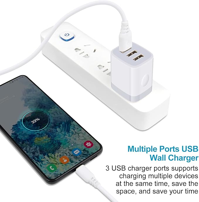 USB Wall Charger Adapter, FiveBox 2PC 18W/3Amp Fast Multiple 3-Ports Wall Charger Plug Box Charger Block Charging Base Cube for iPhone 16 15 14 13 12 11 Mini Pro Max SE XS XR X 8 7 6 Pad, Samsung