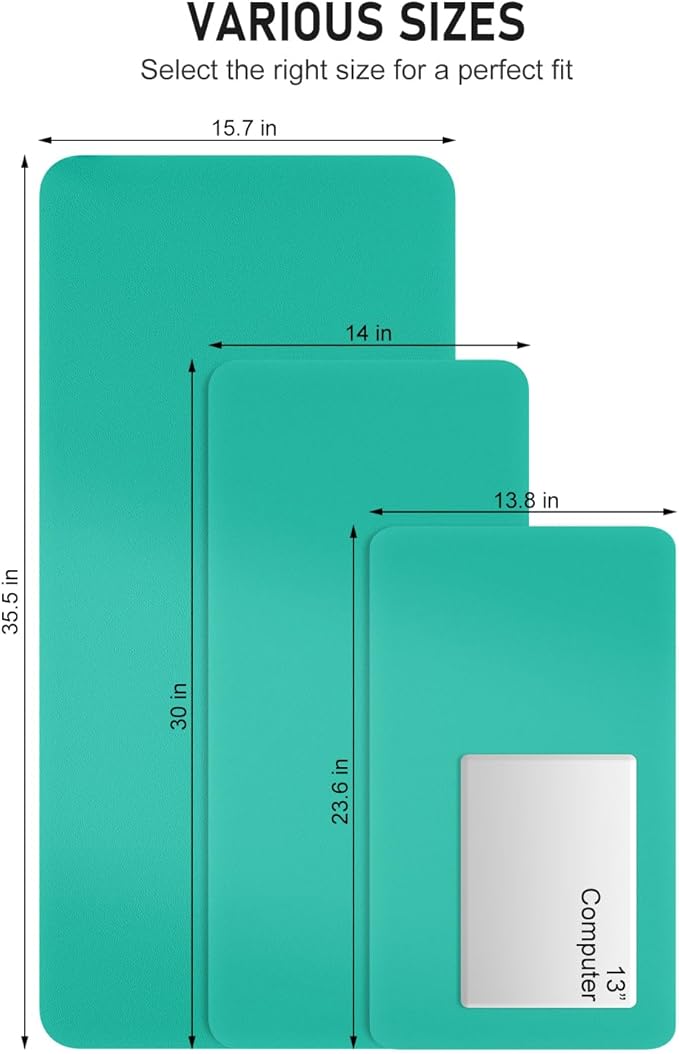 Desk Pad, 23.6" x 13.8" PU Leather Non-Slip Desk Mat Large Mouse Pad for Desktop, Waterproof Laptop Computer Writing Mat for Office, Home, Work, Gaming, Light Green