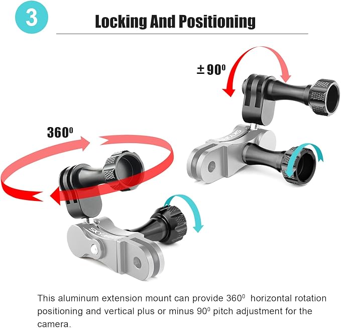 Aluminum Ball gopro Handlebar Mount, 360 Rotation and Lock Any Direction, Shock-Resistant, Compatible with Gopro Hero 13 12 11 10 9 8 DJI Osmo Insta360 AKASO and Other Action Camera