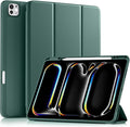 Akkerds Compatible with iPad Pro 13 Inch Case (M5/M4) 2025/2024, for iPad 13 Pro Case with Pencil Holder, Slim Trifold Stand Protective Cover with Soft TPU Back, Auto Wake/Sleep (DarkGreen)