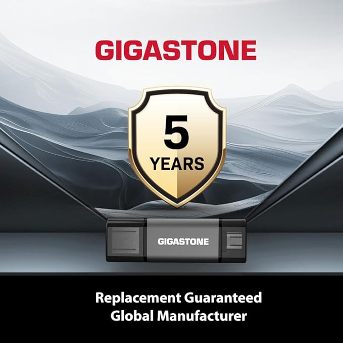 GIGASTONE 64GB Dual Flash Drive, Z40 USB 3.2 Gen 1, 2-in-1 Type-A & Type-C, 100MB/s Ultra Fast, Head Cap Design, Plug & Play for Smartphone/PC/Mac/TV/Car Audio, USB 2.0/3.0/3.1 Compatible