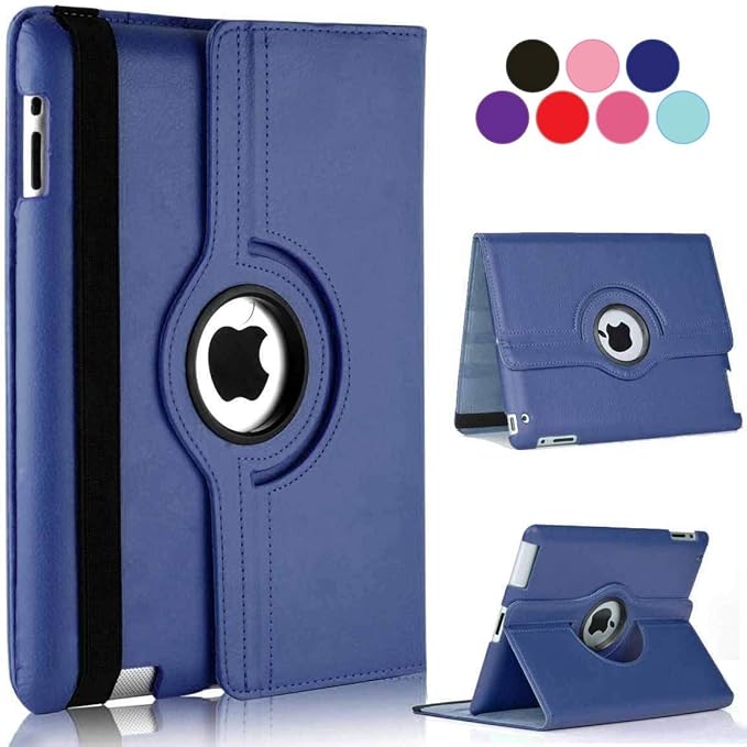 Vultic Rotating Case for iPad Pro 12.9 inch [1st/2nd Gen 2015/2017], 360 Degree Stand [Auto Sleep/Wake] Folio PU Leather Smart Cover (Navy Blue)