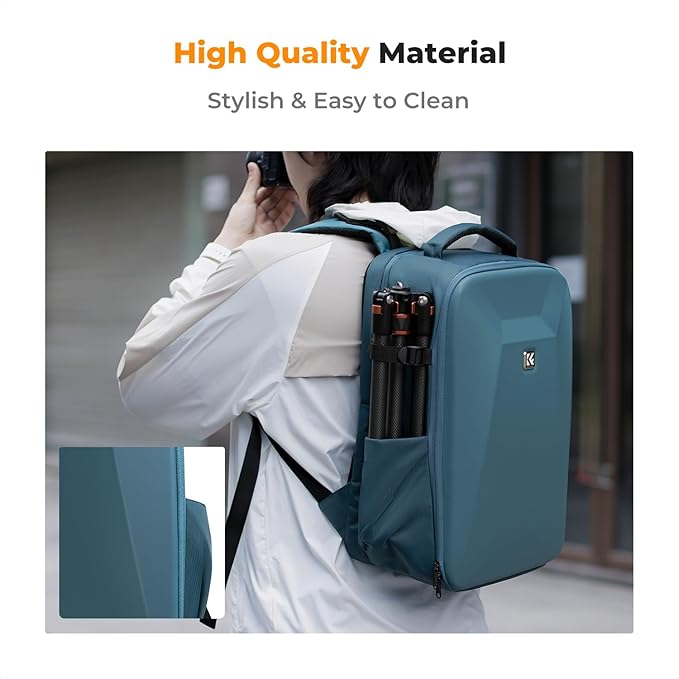 K&F CONCEPT Camera Backpack,Hardshell Photography DSLR Camera Bag with 15-15.6 Inch Laptop Compartment Hard Shell Camera Case Compatible with Canon/Nikon/Sony/DJI Mavic Drone