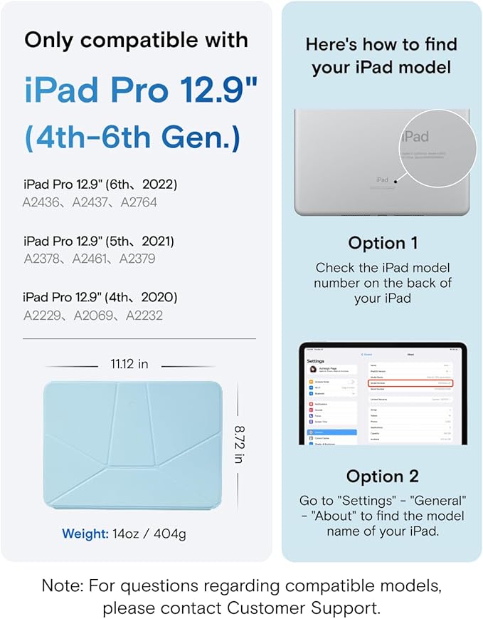 MOFT Dynamic Folio Tablet Stand for Desk Compatible with iPad Pro 12.9" (6th 2022 | 5th 2021 | 4th 2020), Slim Magnetic Tablet Holder Case with 20+ Viewing Angles, Soothing Mist x Misty Cove