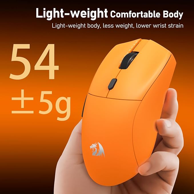 Redragon M919 Pro Wireless Gaming Mouse Esports, 54g Lightweight, 8K Polling Rate, 45K DPI Optical Sensor, 6 Programmable Buttons, 85 Hr Battery, BT5.1/2.4GHz/USB-C Wired Gamer Mouse for PC/Mac