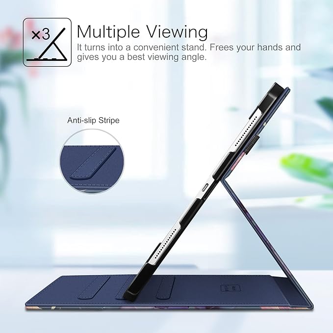 Fintie Folio Case for iPad Pro 12.9" 6th Generation 2022, Multi-Angle Smart Stand Cover w/Pencil Holder & Pocket, Also Fit iPad Pro 12.9 2021 5th & 2020 4th & 2018 3rd Gen, Blooming Hibiscus
