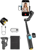 AOCHUAN Gimbal Stabilizer for iPhone w/AI Tracking Module &Fill Light, 3-Axis Anti-Shake Phone Stabilizer w/Magnetic Remote, Gesture Control, One-Tap Tripod Release, Built-in Extension Rod,Smart X3AI