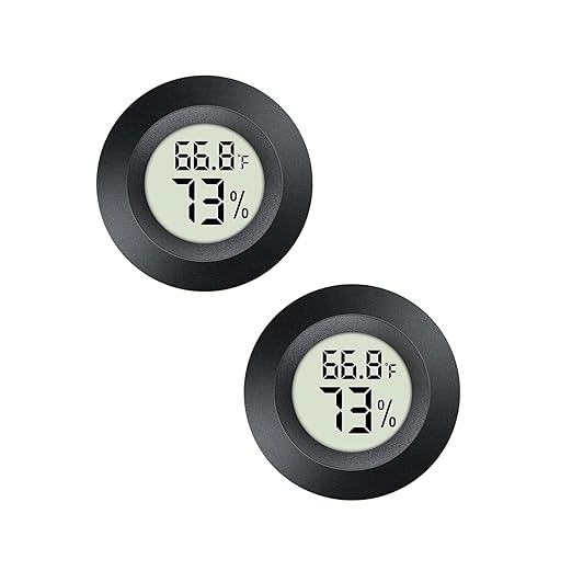 2pcs Mini Hygrometer Thermometer Indoor Outdoor Round Humidity Meter Temperature Gauge Humidity Sensor Fahrenheit Switchable Celsius Monitor for Reptile Jars 3D Printer